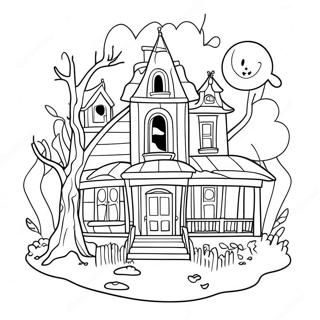 Creepy Haunted House Coloring Page 32584-26094