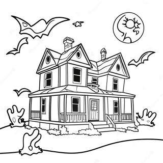 Creepy Haunted House Coloring Page 32584-26095