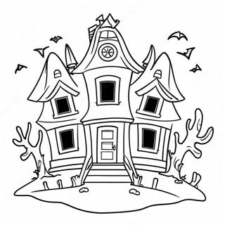 Creepy Haunted House Coloring Page 32584-26096