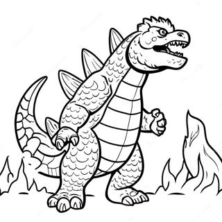 Fierce Godzilla Breathing Fire Coloring Page 32624-26122