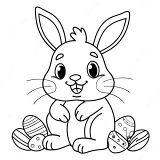 Easter Bunny With Colorful Eggs Coloring Page 32673-26150