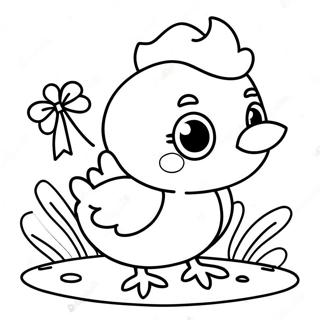 Cute Baby Chick With A Bow Coloring Page 32674-26157