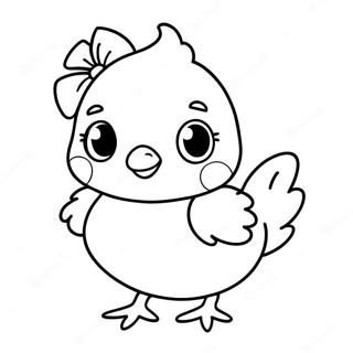 Cute Baby Chick With A Bow Coloring Page 32674-26158