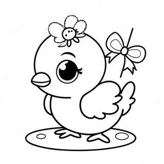 Cute Baby Chick With A Bow Coloring Page 32674-26160