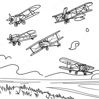 World War 1 Airplanes Flying Coloring Page 32684-26169