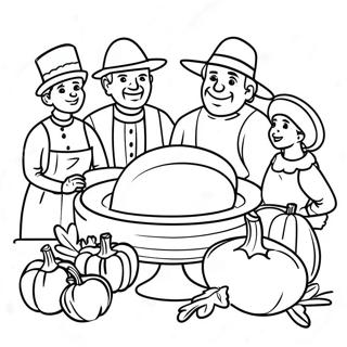 Pilgrims Thanksgiving Feast Coloring Page 32723-26195