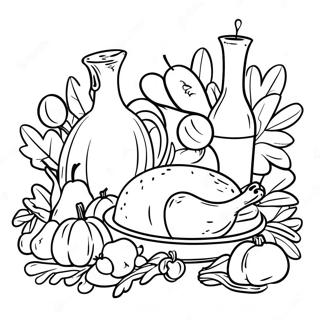 Pilgrims Thanksgiving Feast Coloring Page 32723-26196