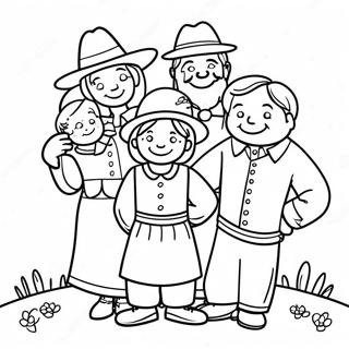 Happy Pilgrim Family Coloring Page 32724-26200