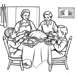 Norman Rockwell Thanksgiving Dinner Coloring Page 32754-26220