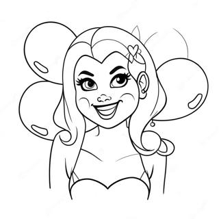 Harley Quinn With Heart Balloons Coloring Page 32894-26334