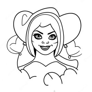 Harley Quinn With Heart Balloons Coloring Page 32894-26336