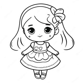 Chibi Girl With Sparkling Dress Coloring Page 32924-26358