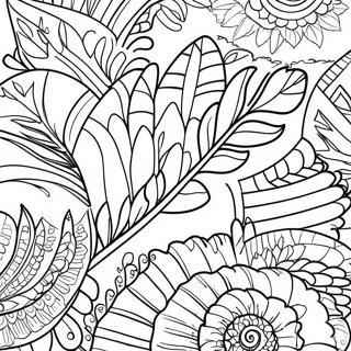 Colorful Turkey Feather Patterns Coloring Page 33004-26425