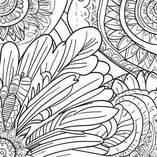 Colorful Turkey Feather Patterns Coloring Page 33004-26427