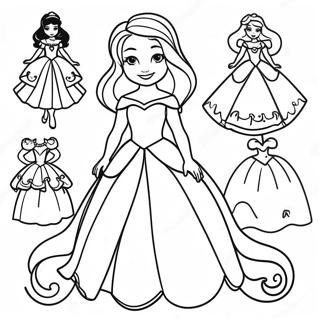 Elegant Disney Princess Paper Doll Coloring Page 33044-26453