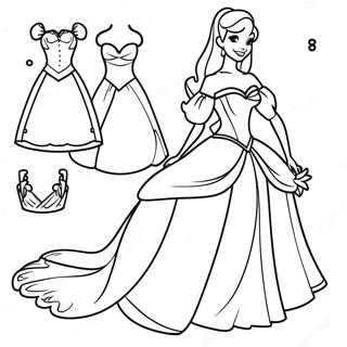 Elegant Disney Princess Paper Doll Coloring Page 33044-26454