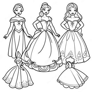 Elegant Disney Princess Paper Doll Coloring Page 33044-26455