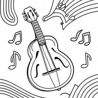 Cute Mandolin With Musical Notes Coloring Page 33064-26477