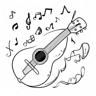 Cute Mandolin With Musical Notes Coloring Page 33064-26478