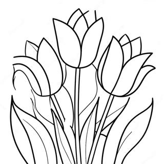 Colorful Tulips In Bloom Coloring Page 3307-2686