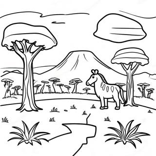 African Savanna Landscape Coloring Page 33173-26559