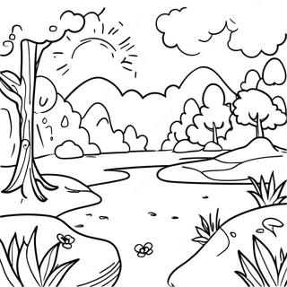 Green Nature Scene Coloring Page 33183-26561