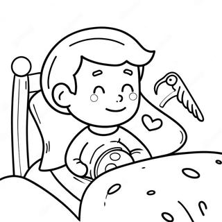 Sick Kid In Bed Coloring Page 33203-26573