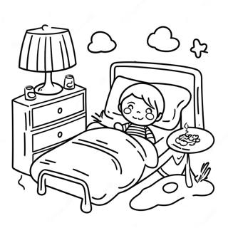 Sick Kid In Bed Coloring Page 33203-26575