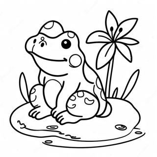 Cute Toad Sitting On A Lily Pad Coloring Page 332-286