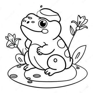 Cute Toad Sitting On A Lily Pad Coloring Page 332-287