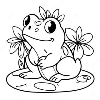 Cute Toad Sitting On A Lily Pad Coloring Page 332-288