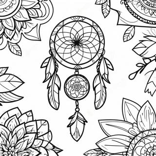 Colorful Bohemian Dreamcatcher Coloring Page 33334-26678