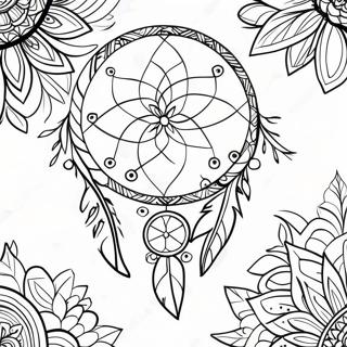 Colorful Bohemian Dreamcatcher Coloring Page 33334-26680