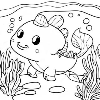 Minecraft Axolotl Swimming In Coral Reef Coloring Page 33343-26688