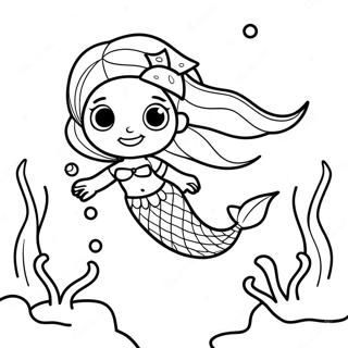 Sparkling Mermaid Underwater Scene Coloring Page 33384-26722