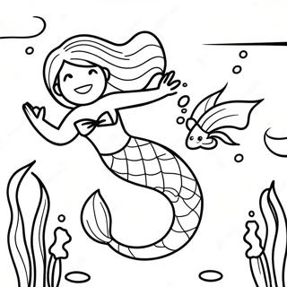 Sparkling Mermaid Underwater Scene Coloring Page 33384-26723