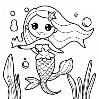 Sparkling Mermaid Underwater Scene Coloring Page 33384-26724