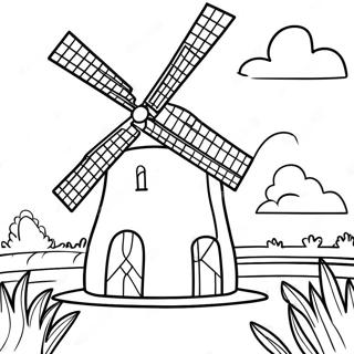 Holland Windmill Coloring Page 33403-26735