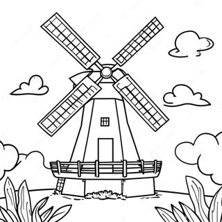 Holland Windmill Coloring Page 33403-26736