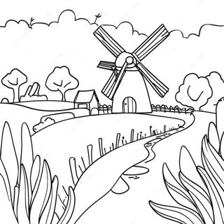 Charming Dutch Landscape Coloring Page 33404-26737