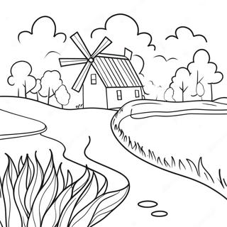 Charming Dutch Landscape Coloring Page 33404-26738