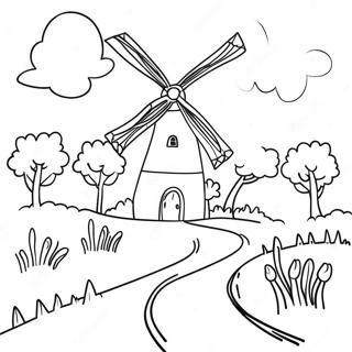 Charming Dutch Landscape Coloring Page 33404-26740