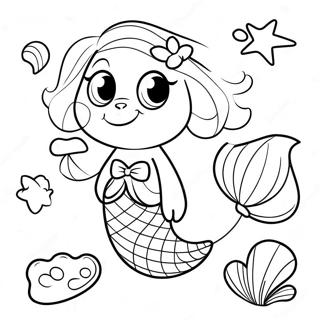 Cute Mermaid Puppy With Shells Coloring Page 33434-26757