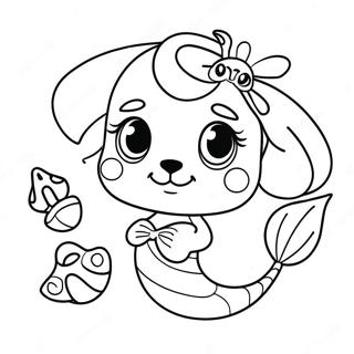 Cute Mermaid Puppy With Shells Coloring Page 33434-26758