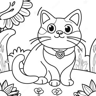 Playful Calico Cat In Garden Coloring Page 33454-26776