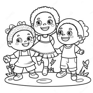 African American Kids Playing Together Coloring Page 33483-26797