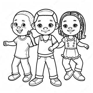 African American Kids Playing Together Coloring Page 33483-26798