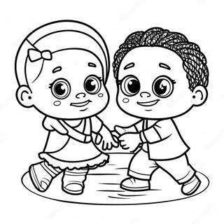 African American Kids Playing Together Coloring Page 33483-26800