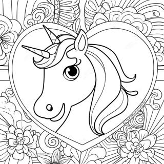 Unicorn Heart Coloring Pages