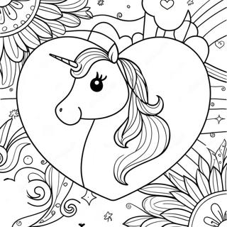 Sparkling Unicorn Heart Coloring Page 33614-26907